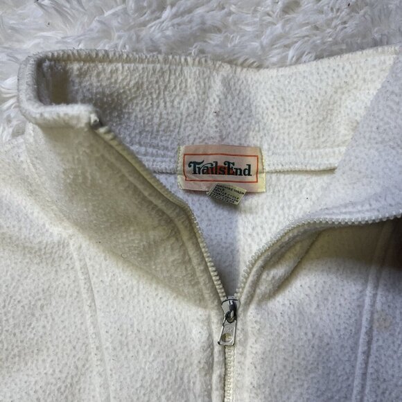 Vtg Trails End Men's Pullover Sweater Long Sleeve 1/4 Zip White M Heavy Fleece - Picture 3 of 7